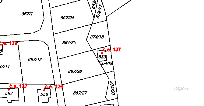 Pecerady 137, Týnec nad Sázavou na parcele st. 580 v KÚ Pecerady, Katastrální mapa