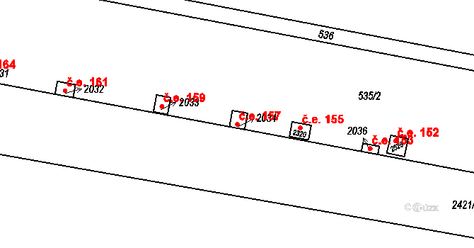Uničov 157 na parcele st. 2034 v KÚ Uničov, Katastrální mapa