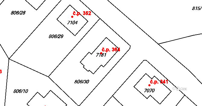 Václavské Předměstí 364, Písek na parcele st. 7181 v KÚ Písek, Katastrální mapa