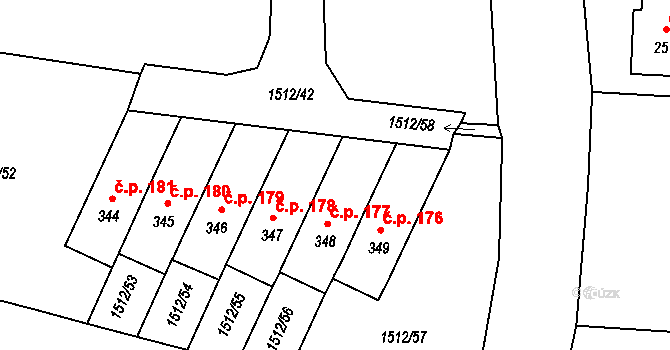 Olbramovice Ves 178, Olbramovice na parcele st. 347 v KÚ Olbramovice u Votic, Katastrální mapa
