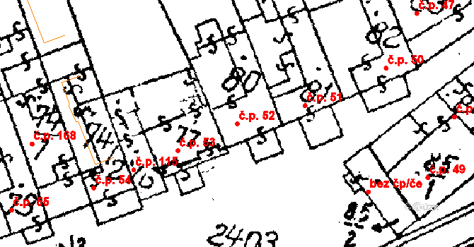 Habrovany 52 na parcele st. 80 v KÚ Habrovany, Katastrální mapa