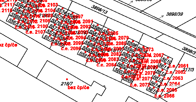 Řečkovice 2083, Brno na parcele st. 5596 v KÚ Řečkovice, Katastrální mapa