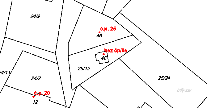 Bečov 42748267 na parcele st. 48 v KÚ Milá, Katastrální mapa