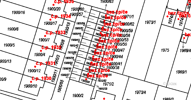 Teplice 42916267 na parcele st. 1900/43 v KÚ Teplice-Trnovany, Katastrální mapa