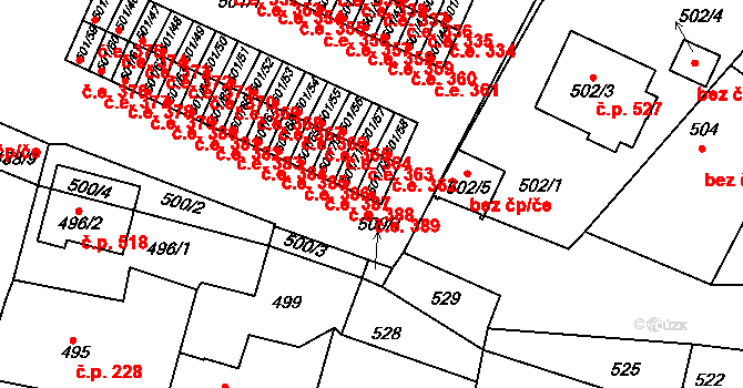 Bystřice nad Pernštejnem 44160267 na parcele st. 501/72 v KÚ Bystřice nad Pernštejnem, Katastrální mapa