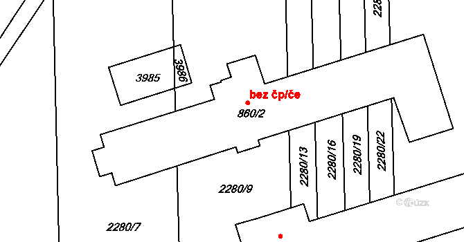 Milotice 44594267 na parcele st. 860/2 v KÚ Milotice u Kyjova, Katastrální mapa