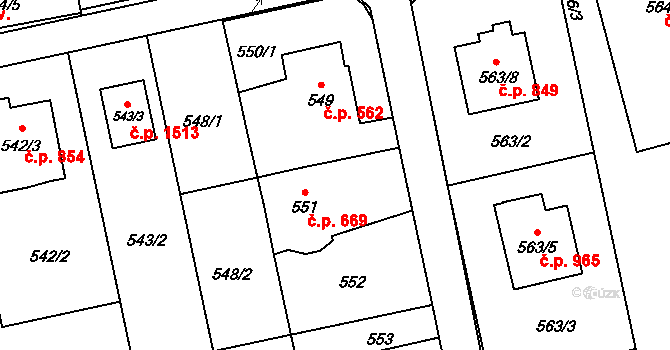 Kylešovice 669, Opava na parcele st. 551 v KÚ Kylešovice, Katastrální mapa