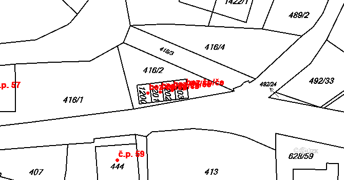 Králíky 45491267 na parcele st. 1202 v KÚ Králíky, Katastrální mapa