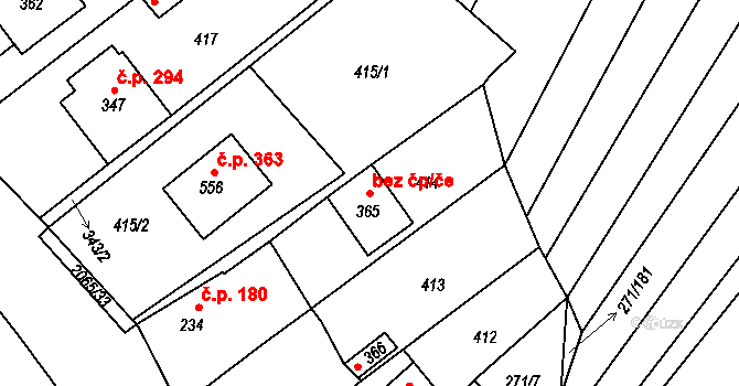 Merklín 46220267 na parcele st. 365 v KÚ Merklín u Přeštic, Katastrální mapa