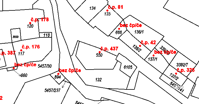 Polešovice 437 na parcele st. 550 v KÚ Polešovice, Katastrální mapa