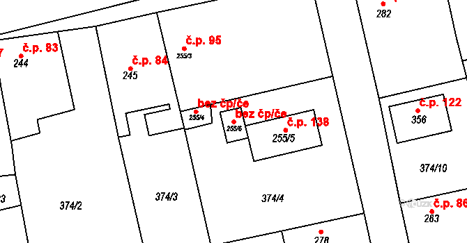 Tismice 49605267 na parcele st. 255/6 v KÚ Tismice, Katastrální mapa