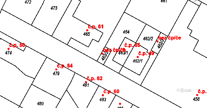 Praha 50026267 na parcele st. 463/2 v KÚ Satalice, Katastrální mapa