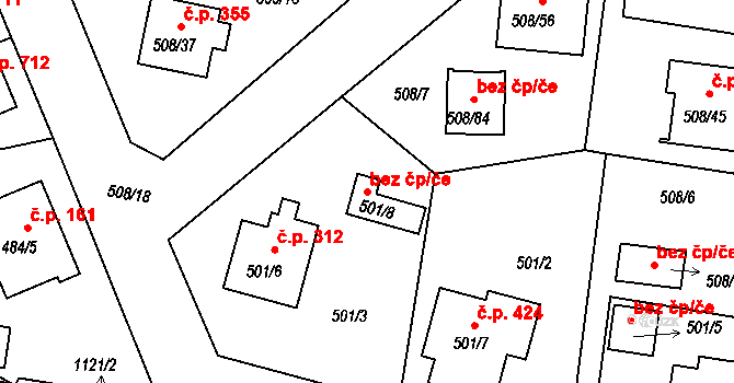 Štěnovice 50472267 na parcele st. 501/8 v KÚ Štěnovice, Katastrální mapa
