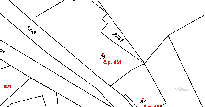 Úsov 131 na parcele st. 36 v KÚ Úsov-město, Katastrální mapa