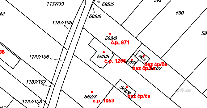 Mistřín 1266, Svatobořice-Mistřín na parcele st. 563/5 v KÚ Mistřín, Katastrální mapa