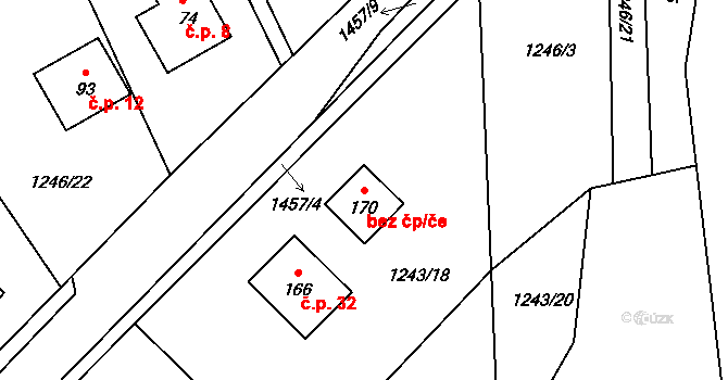 Chroboly 80292267 na parcele st. 170 v KÚ Leptač, Katastrální mapa