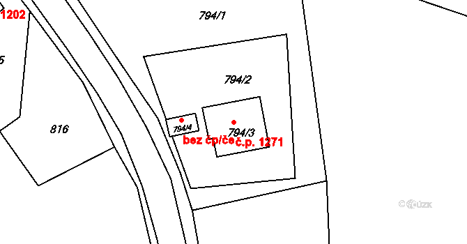 Vejprty 1271 na parcele st. 794/3 v KÚ Vejprty, Katastrální mapa