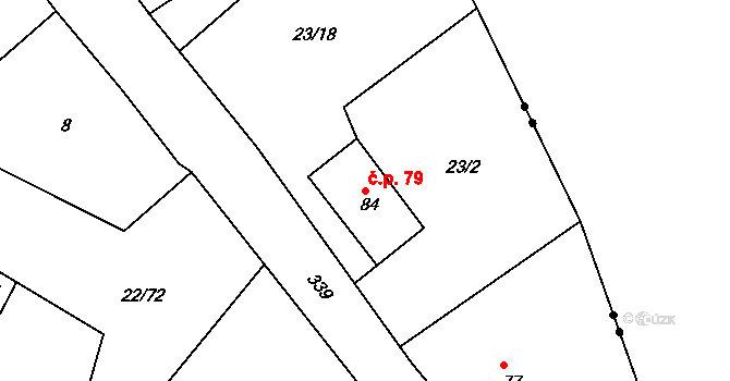 Hlinky 79, Stanovice na parcele st. 84 v KÚ Hlinky, Katastrální mapa