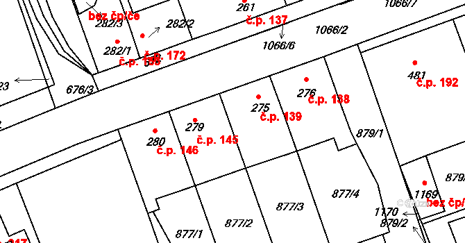 Olšany 139, Brandýsek na parcele st. 275 v KÚ Brandýsek, Katastrální mapa