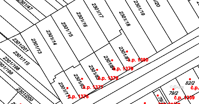 Dubňany 1379 na parcele st. 2301/84 v KÚ Dubňany, Katastrální mapa