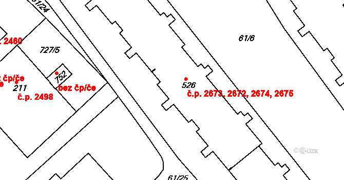 Šumperk 2672,2673,2674,2675 na parcele st. 526 v KÚ Dolní Temenice, Katastrální mapa