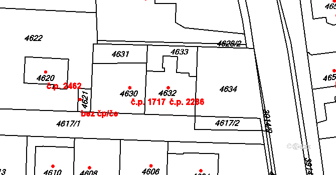 Kročehlavy 2286, Kladno na parcele st. 4632 v KÚ Kročehlavy, Katastrální mapa