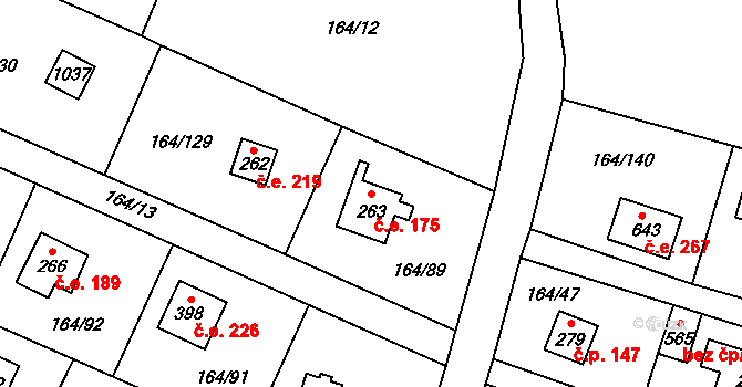 Doubravčice 175 na parcele st. 263 v KÚ Doubravčice, Katastrální mapa