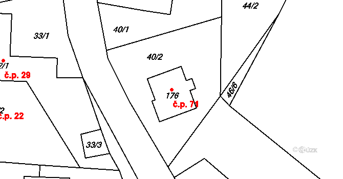 Olešnice 71 na parcele st. 176 v KÚ Olešnice u Turnova, Katastrální mapa