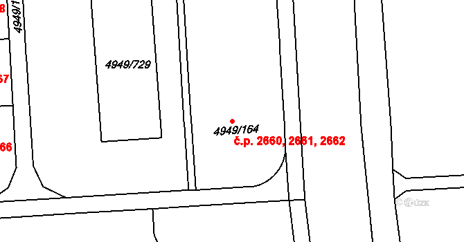 Severní Terasa 2660,2661,2662, Ústí nad Labem na parcele st. 4949/164 v KÚ Ústí nad Labem, Katastrální mapa