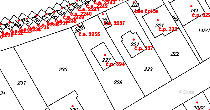 Střekov 394, Ústí nad Labem na parcele st. 227 v KÚ Střekov, Katastrální mapa