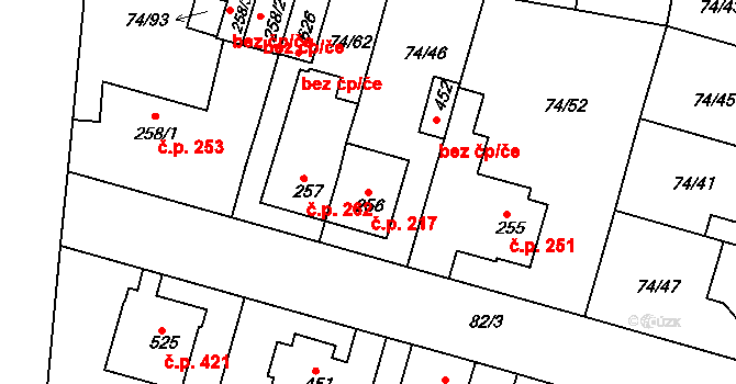 Litol 217, Lysá nad Labem na parcele st. 256 v KÚ Litol, Katastrální mapa