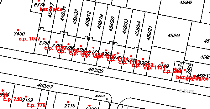 Horka-Domky 1134, Třebíč na parcele st. 3783 v KÚ Třebíč, Katastrální mapa
