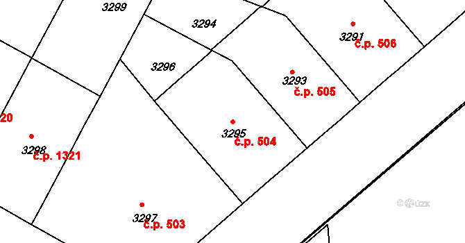 Černá Pole 504, Brno na parcele st. 3295 v KÚ Černá Pole, Katastrální mapa