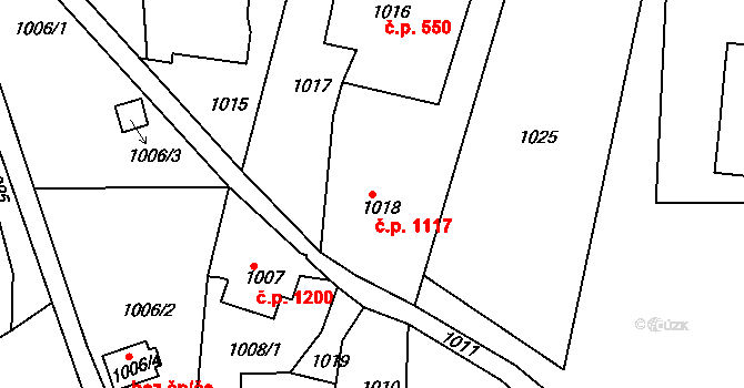 Smržovka 1117 na parcele st. 1018 v KÚ Smržovka, Katastrální mapa