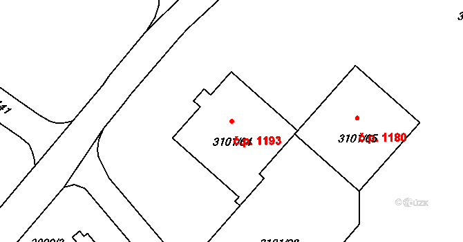 Pelhřimov 1193 na parcele st. 3101/64 v KÚ Pelhřimov, Katastrální mapa