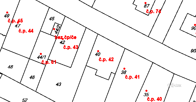 Hájek u Uhříněvsi 42, Praha na parcele st. 40 v KÚ Hájek u Uhříněvsi, Katastrální mapa