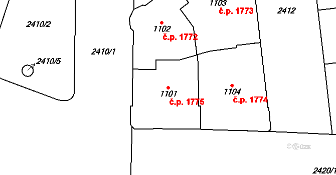 Nové Město 1775, Praha na parcele st. 1101 v KÚ Nové Město, Katastrální mapa