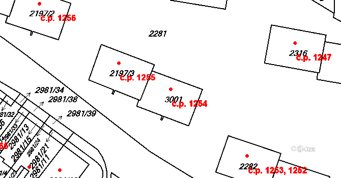 Braník 1254, Praha na parcele st. 3001 v KÚ Braník, Katastrální mapa