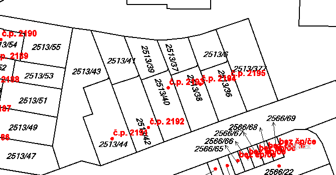 Dejvice 2193, Praha na parcele st. 2513/40 v KÚ Dejvice, Katastrální mapa
