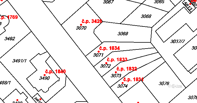 Chomutov 1834 na parcele st. 3071 v KÚ Chomutov I, Katastrální mapa