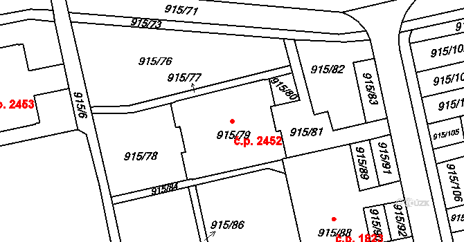 Nové Město 2452, Karviná na parcele st. 915/79 v KÚ Karviná-město, Katastrální mapa