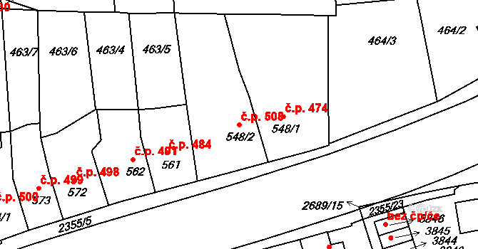 Ústí nad Orlicí 508 na parcele st. 548/2 v KÚ Ústí nad Orlicí, Katastrální mapa
