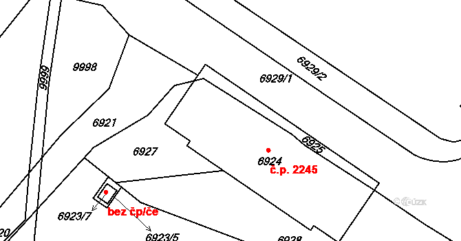 Žďár nad Sázavou 1 2245, Žďár nad Sázavou na parcele st. 6924 v KÚ Město Žďár, Katastrální mapa
