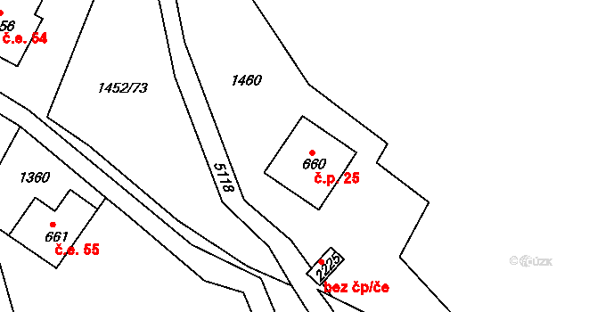 Suchá 25, Jáchymov na parcele st. 660 v KÚ Jáchymov, Katastrální mapa