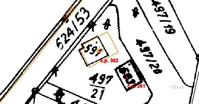Nasavrky 392 na parcele st. 591 v KÚ Nasavrky, Katastrální mapa