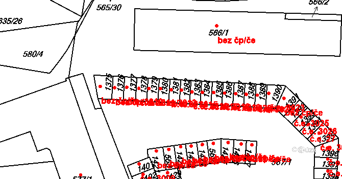 Řetenice 3014, Teplice na parcele st. 1381 v KÚ Teplice-Řetenice, Katastrální mapa