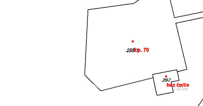 Kunov 70, Bruntál na parcele st. 255/1 v KÚ Nové Heřminovy, Katastrální mapa