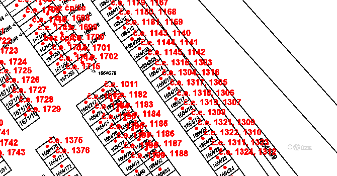 Teplické Předměstí 1305,1317, Bílina na parcele st. 1664/16 v KÚ Bílina, Katastrální mapa