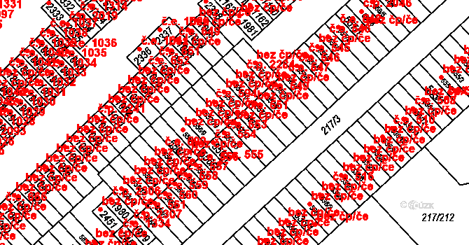 Sezimovo Ústí 552 na parcele st. 557/12 v KÚ Sezimovo Ústí, Katastrální mapa