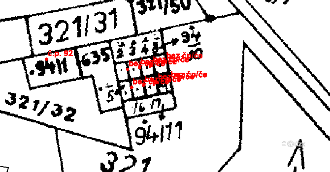 Ohníč 39158268 na parcele st. 94/9 v KÚ Křemýž, Katastrální mapa